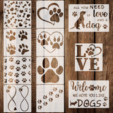 11 Pieces Dog Paw Stencils Trail of Paw Stencil Love Dog Stencils Reusable Painting Templates with Metal Open Ring for DIY Scrapbooks Painting on Wood Home Supplies Outus