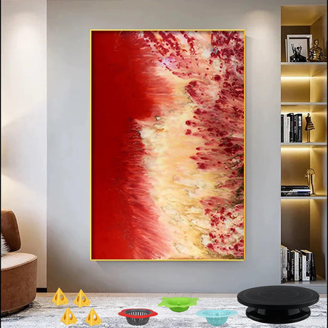 11”Rotate Turntable Sculpting Wheel with Pour Painting Supplies Acrylic Pouring Strainers for DIY Art Pouring Acrylic Paint Kit Uprony