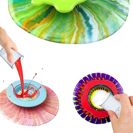 11”Rotate Turntable Sculpting Wheel with Pour Painting Supplies Acrylic Pouring Strainers for DIY Art Pouring Acrylic Paint Kit Uprony