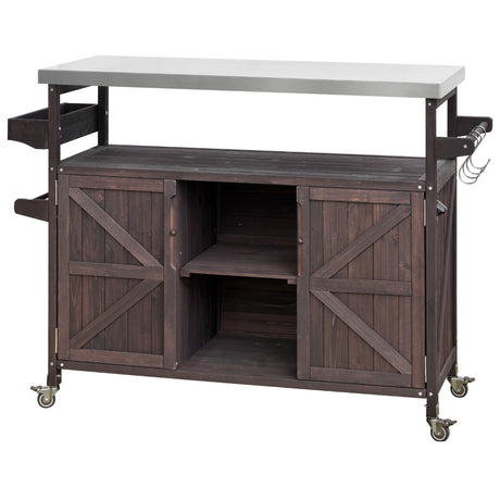 K&K Outdoor Kitchen Island, Rolling Bar Cart & Storage Cabinet HouseOfZazla