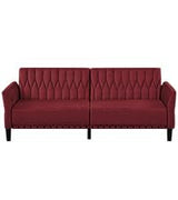 Lesofair 77” Velvet Sofa Bed with Adjustable Armrests and Backrests,Tufted Convertible Futon Couch with Nailhead Trim, Loveseat Modern Velvet Sleeper Sofa for Living Room,Bedroom,Office, Red Lesofair