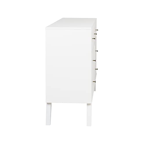 Prepac Milo Mid-Century Modern 7 Drawer Double Dresser for Bedroom, Wide Chest of Drawers, Contemporary Bedroom Furniture, 16" D x 52.5" W x 33.75" H, White, WDBR-1407-1 Prepac