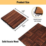 Interlocking Deck Tiles Striped Pattern Waterproof Brown