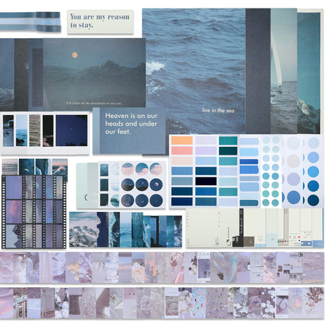 114 Pieces Scrapbooking Materials Scrapbook Supplies Pack for Art Journaling Bullet Junk Journal Planners Art DIY Paper Stickers Washi Tape Craft Kits Notebook Collage Album Aesthetic (Fresh Style) Tenare