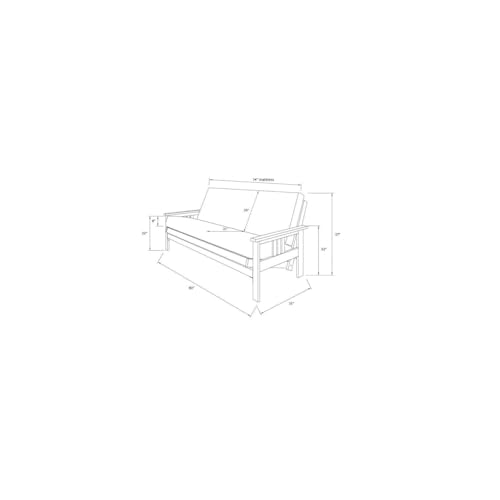 HomeStock Modern Muse Wood Futon Frame Set with Storage Drawers, Classic Style with Mission Style Arms with Solid Pattern with Foldable Feature for Lounge Room with Tight Back Canadian/Barbados HomeStock
