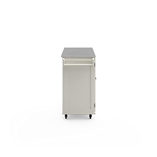 Homestyles Kitchen Cart with Stainless Steel Metal Top Rolling Mobile Kitchen Island with Storage and Towel Rack 54 Inch Width Off White - WoodArtSupply