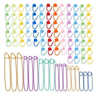 118 PCS Knitting Set, 6 Sizes Knitting Stitch Holders for Crochet Knitting Needle Aluminum Knit Stitch Holder Safety Pins with 100 Locking Stitch Markers