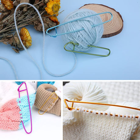 118 PCS Knitting Set, 6 Sizes Knitting Stitch Holders for Crochet Knitting Needle Aluminum Knit Stitch Holder Safety Pins with 100 Locking Stitch Markers JUPEAN