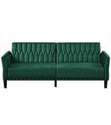Lesofair 77" Velvet Sleeper Couch with Adjustable Backrests & Armrests, Modern Sofa Bed with Nailhead Trim, Tufted Loveseat Sofa with Deeper Seat for Living Room,Office,Green Lesofair
