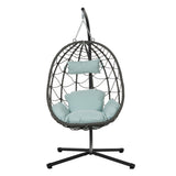 Egg Chair with Stand Indoor Outdoor Swing Chair Patio Wicker Hanging Egg Chair