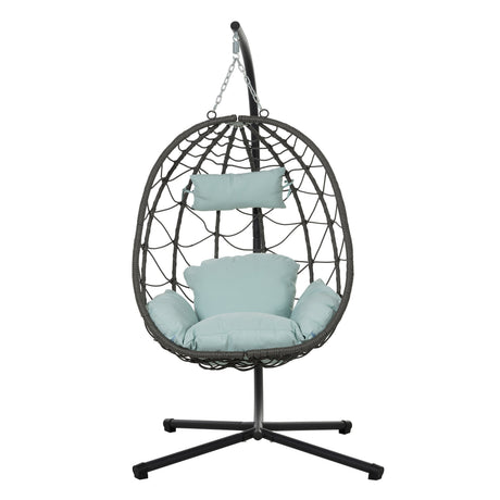 Egg Chair with Stand Indoor Outdoor Swing Chair Patio Wicker Hanging Egg Chair HouseOfZazla