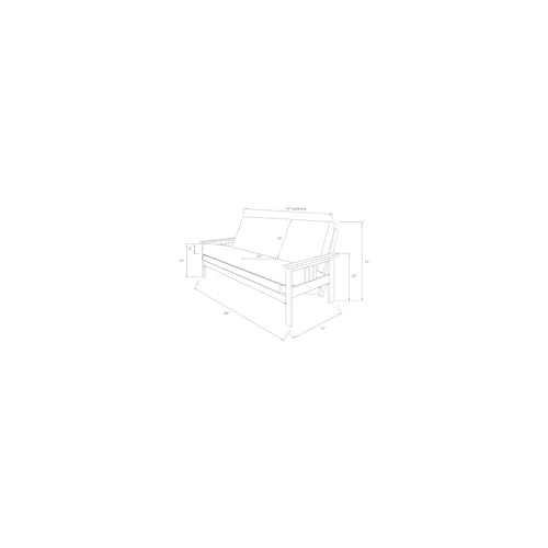 HomeStock Full Size Futon Frame with Mattress - Hardwood Sofa Bed Convertible 79" Oregon Trail Java/Without Storage Drawers HomeStock