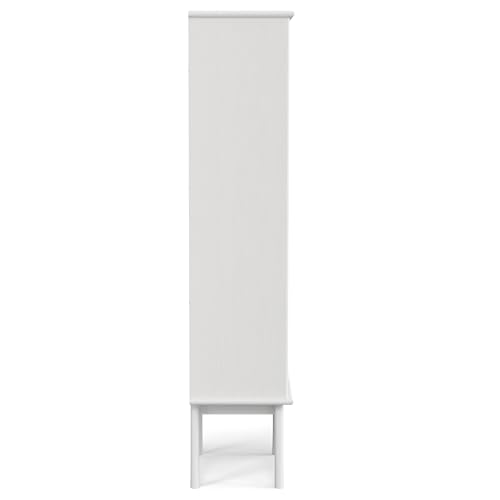SIMPLIHOME Draper Solid Hardwood 64 inch x 22 inch Mid Century Modern Bookcase and Storage Unit in White for The Living Room, Study Room and Office SIMPLIHOME