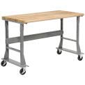 Global Industrial Mobile Fixed Height Workbench, Maple Block Safety Edge, 72" W x 30" D, Gray Global Industrial