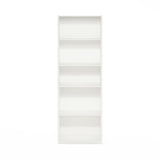 Furinno GEHRY Book Shelf, 5-Tier Bookshelf, Bookcase with Adjustable Shelves, 11.6 x 24.8 x 71.4, for Living Room, Bedroom, Home Office, White Furinno