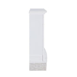 Bowery Hill Faux Stone Electric Fireplace TV Stand in White Finish BOWERY HILL