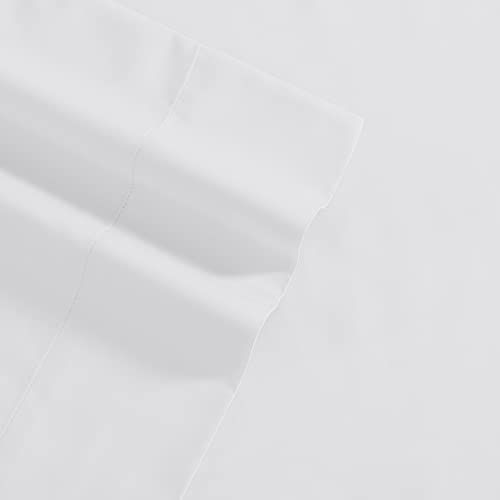 Laura Ashley - King Sheet Set, Soft & Smooth Sateen Cotton Bedding with a Lightweight Feel, 800 Thread Count, Bed Sheets with Matching Pillowcases (Solid White) Laura Ashley