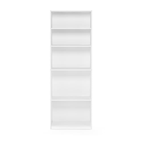 FURINNO JAYA Simply Home 5-Shelf Bookcase, 5-Tier, White - WoodArtSupply