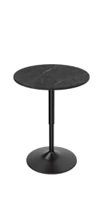 Athena Collection Round Bar Table,Adjustable Height Pub Table and 360°Swivel Bistro Table, High Top Table with MDF Desktop,Cocktail Table for Bar/Pub/Bistro(Black Rock) Athena Collection
