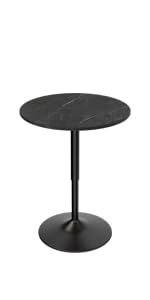 Athena Collection Round Bar Table,Adjustable Height Pub Table and 360°Swivel Bistro Table, High Top Table with MDF Desktop,Cocktail Table for Bar/Pub/Bistro(Black Rock)