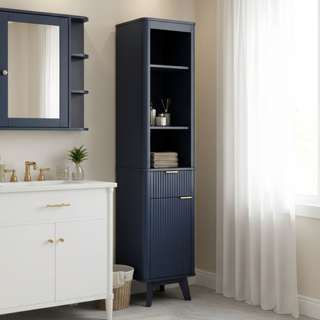 Tall Bathroom Storage Cabinet With Adjustable Shelves And 1 Drawer & Door HouseOfZazla