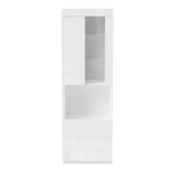 Ball & Cast High Gloss Storage Cabinet with LED Lights,67" Tall Pantry Cabinet W/Acrylic Door,Modern Bookcase & Display Cabinet W/Open Countertop & Tempered Glass Shelves for Living Room,White Ball & Cast