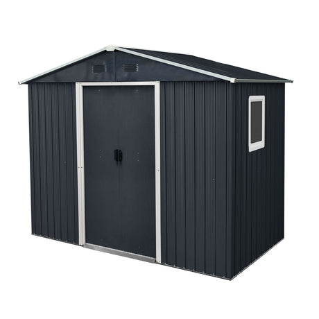 8Ft X 4Ft Outdoor Metal Storage Shed With Window And Metal Foundation For Backyard, Patio, Lawn HouseOfZazla
