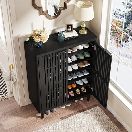 6 Tier Shoe Cabinet With Louvered Doors HouseOfZazla