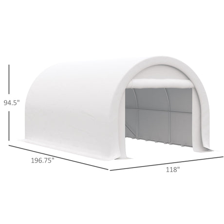 Outsunny - 10' x 16' Carport, Heavy Duty Portable Garage Storage Tent With Large Zippered Door, Anti-Uv Pe Canopy Cover For Car, Truck, Boat, Motorcycle, Bike, Garden Tools, Outdoor Work HouseOfZazla