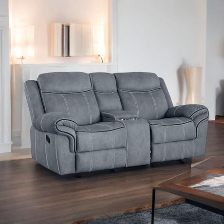 Zubaida Two Tone Recliner Loveseat with USB Port Console HouseOfZazla