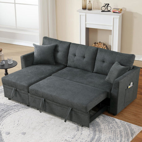 Sectional Sofa Bed L Shaped Sofa Couch Bed With USB Port, Reversible Chaise With Storage HouseOfZazla