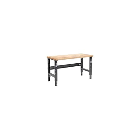 Global Industrial Adjustable Height Workbench C-Channel Leg, 2000 Lbs Capacity, 60" W x 36" D, 1-3/4" Maple Top Square Edge, Black Frame, Industrial Workbench Global Industrial