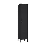 Manhattan Comfort Naomi 72.8'' Tall Storage Cabinet, Single Metal Locker with Lock, Adjustable Shelves, Vented Door & Floor Protectors, Modern Garage & Office Organizer, Black Manhattan Comfort