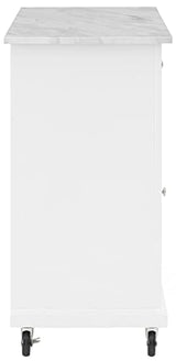 Crosley Furniture Avery Rolling Kitchen Island Storage Cart with Shelves, Microwave Stand, Coffee Bar, Distressed White Crosley Furniture