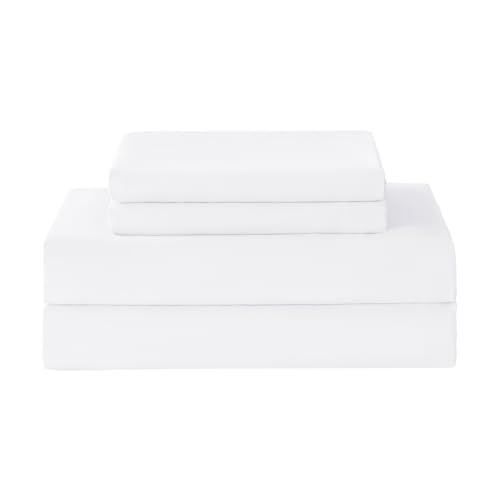 Yibeizi Full Size Bed Sheets Set, White Cooling Hypoallergenic Microfiber Double Bed Sheets, Soft Oeko-Tex Extra Deep Pocket Sheets & Pillowcases Wrinkle Free Bedsheets Yibeizi