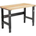 Global Industrial Adjustable Height Workbench C-Channel Leg, 48" W x 36" D, 1-3/4" Birch Top Square Edge, Black Global Industrial