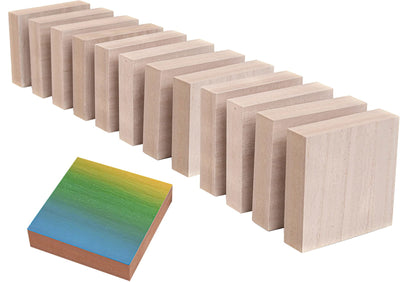 (12-Pack) - 4” x 4” Wooden Blocks for Crafts - 1-Inch Thick Square MDF Blocks - Smooth Surface with Wood Grain Pattern - Highly Customizable Blank Wood Squares
