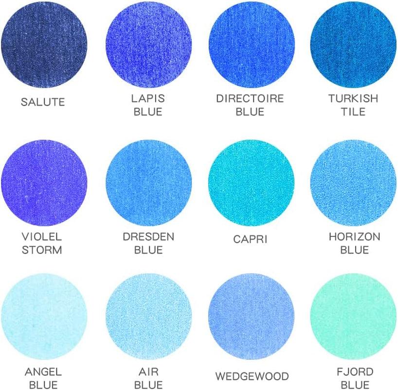 12 Blue Colored Pencils Oil Based Pre-Sharpened Wooden Colored Pencil Set WoodArtSupply