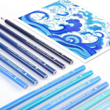 12 Blue Colored Pencils Oil Based Pre-Sharpened Wooden Colored Pencil Set WoodArtSupply