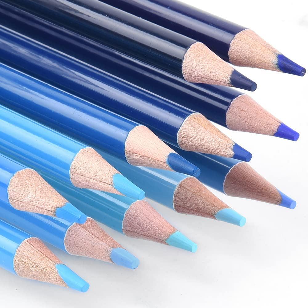 12 Blue Colored Pencils Oil Based Pre-Sharpened Wooden Colored Pencil Set WoodArtSupply
