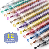 12 Colors Glitter Markers Pen Metallic Paint Pens Medium Kids & Adults Rock Painting and More 3mm WoodArtSupply