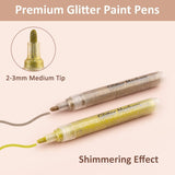 12 Colors Glitter Markers Pen Metallic Paint Pens Medium Kids & Adults Rock Painting and More 3mm WoodArtSupply