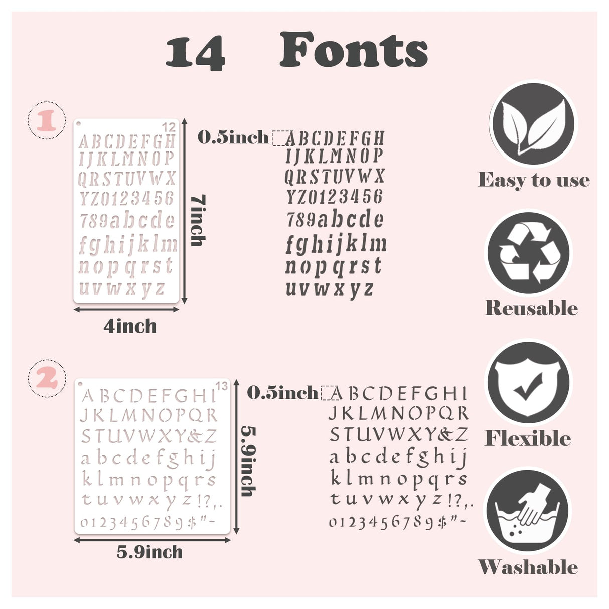 1/2 Letter Stencils for Painting on Scrapbook Journal Wood Small Number Template Paint Stencils on Art Craft Canvas Wall Fabric Rock (letter14) yhslmh