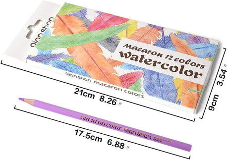 12 Macaroon Colors Watercolor Pencils - Water Soluble Pre-Sharpened Wooden Colored Pencil Set WoodArtSupply