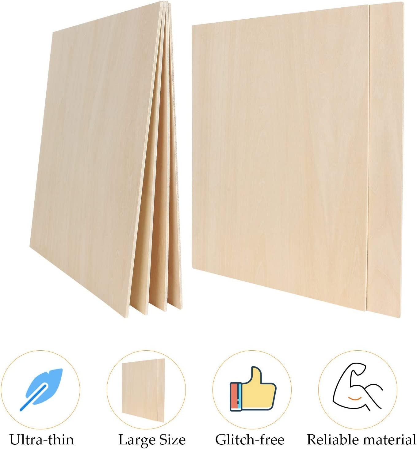 12 Pack Basswood Sheets 1/8 X 11.8 X 11.8 Inch Plywood Board, Thin Natural Unfinished Wood - WoodArtSupply