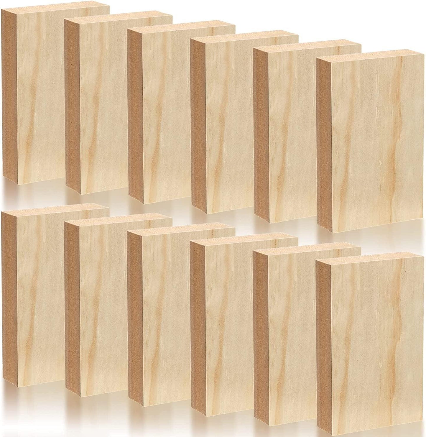 12 Pack MDF Wood Board Wood Art Wooden Panels Painting Crafts 1" Thick Blocks Chipboard Engraving, Chip Carving, 5" X 3" - WoodArtSupply
