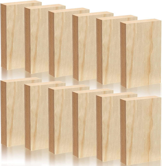 12 Pack MDF Wood Board Wood Art Wooden Panels Painting Crafts 1" Thick Blocks Chipboard Engraving, Chip Carving, 5" X 3" - WoodArtSupply