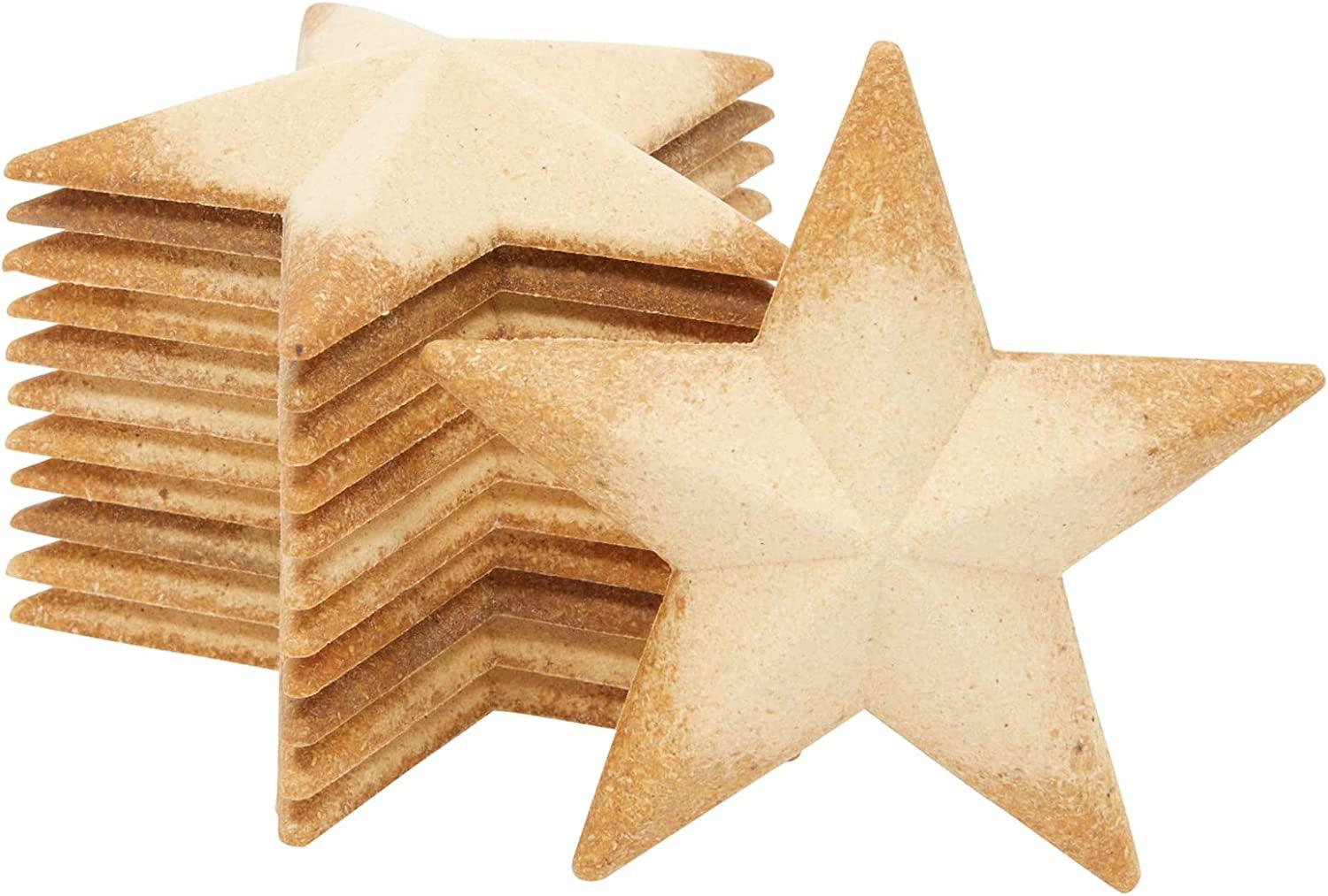 12 Pack Unfinished 3D Wood Stars for Crafts, Wooden Cutouts for 4Th of July Decorations, Christmas Ornaments (4.5 X 1 In) - WoodArtSupply