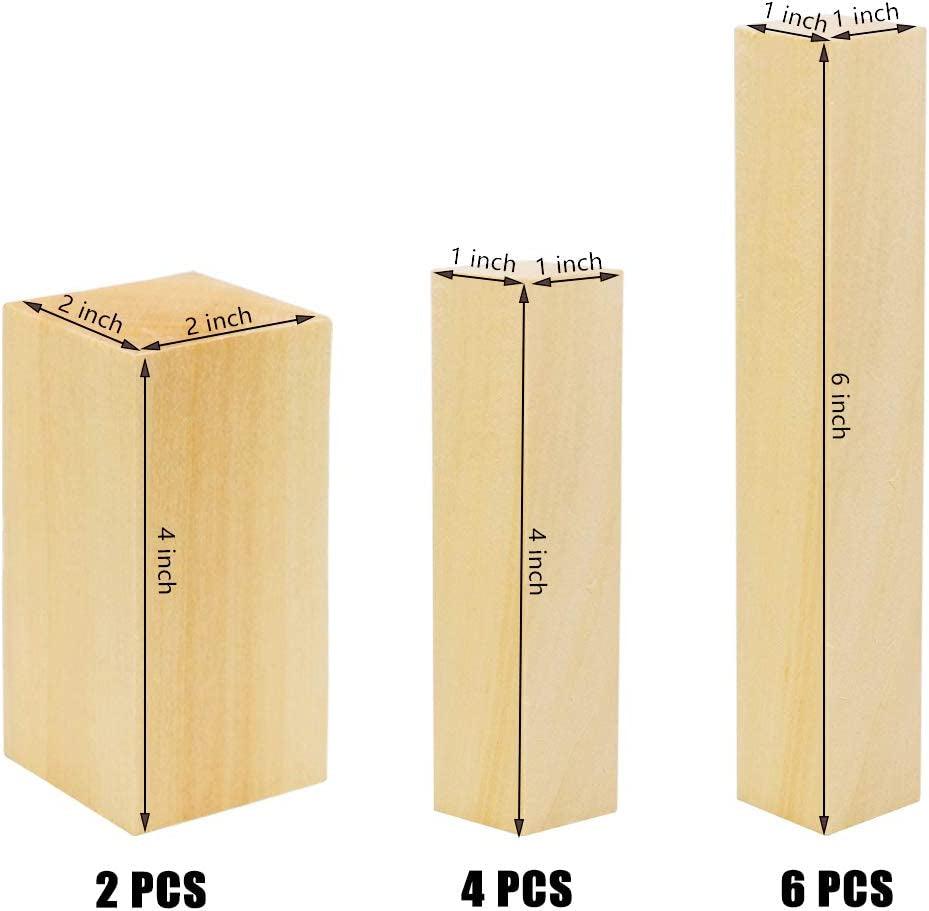 12 Pack Unfinished Basswood Carving Blocks Kit, 3 Sizes Soft Solid Wooden Wood Whittling Blocks - WoodArtSupply