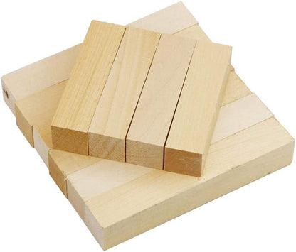12 Pack Unfinished Basswood Carving Blocks Kit, 3 Sizes Soft Solid Wooden Wood Whittling Blocks - WoodArtSupply